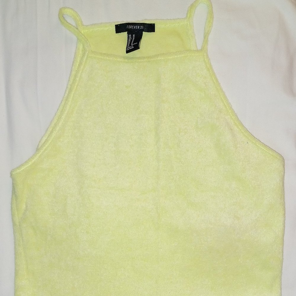 NEON GREEN TERRY CLOTH CROP TOP